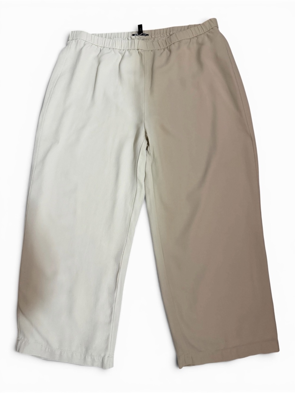 Eileen Fisher 100% Silk Georgette Crepe Slouchy Cropped Pant Bone
